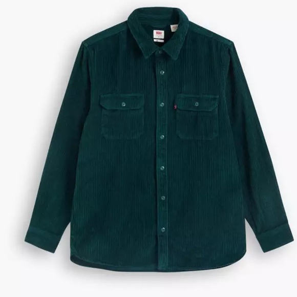 NEW Levi's Corduroy Shirt The Worker Relaxed Long Sleeve Button Green - Picture 4 of 8